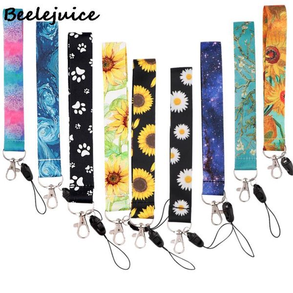 Llaveros Lanyards Cielo estrellado Girasoles Van Gogh Dog Paws Hand Wristlet Art Lanyard Neck Key Correa para llaves de teléfono Tarjeta de identificación Cartoon W Smttg