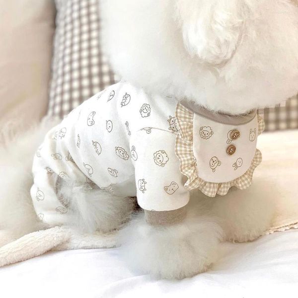 Hundebekleidung Haustier Pomeranian Onesie Winter Warme Kleidung Bichon Vierbeiniger Welpe Weiche Pyjamas Cartoon Schaf Overall