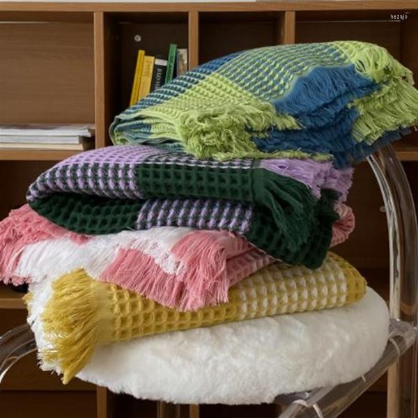 Decken Dahua Gittergarn gefärbte Farben langstapelige Baumwolldecke, die Farbe zaubert und alte Wege wiederherstellt, ist Badetuchwickel, Mädchen-Tass