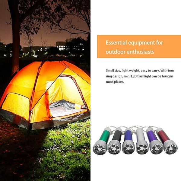 Torce Torce Mini LED Campeggio esterno Escursionismo Camminata Torcia tascabile portatile con portachiavi Lega di alluminio 5 LED L221014
