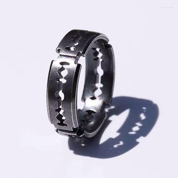 Кластерные кольца очарование преувеличенное титановое стальное лезвие кольцо мужское рок -панк -бритва из нержавеющая вечеринка дамы модные украшения