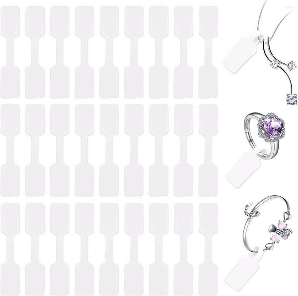Sacchetti per gioielli 100pc Etichetta portatile in carta bianca Etichetta autoadesiva rettangolare con manubri bianchi Etichette per anelli Imballaggio all'ingrosso