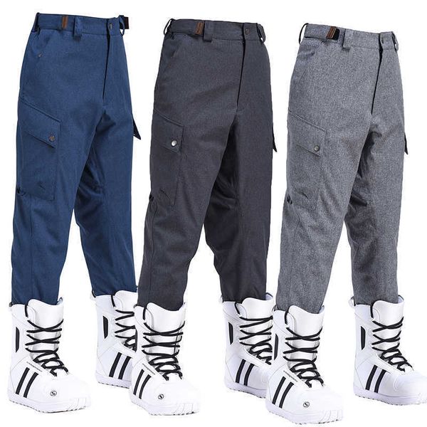 Pantaloni con bretelle da sci Moda Bloomer Uomo e donna Inverno Ghiaccio Neve Pantaloni da snowboard Abbigliamento da sci 15K Protezione impermeabile per la vita Piedi vicini L221025