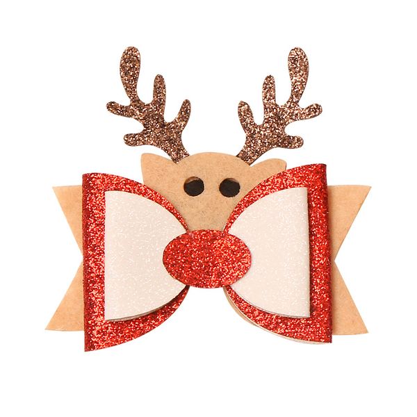 24 stücke Neue kinder Weihnachten Haarnadel Nette Mädchen Bowknots Haar Zubehör Rot Santa Claus Schneemann Elch Haar Clip