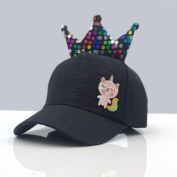 Шапки MAERSHEI Cute Crown Girls Snapback Бейсболка Детская сетчатая кепка с пайетками Весна Лето Регулируемая Casquette Детская шляпа с козырьком