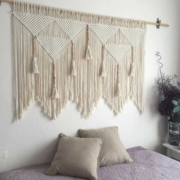 Hängendes handgewebtes Baumwollseil für Zuhause, Boho, Bohemian-Stil, gewebter Wandteppich, Wandkunst, Makramee-Dekor