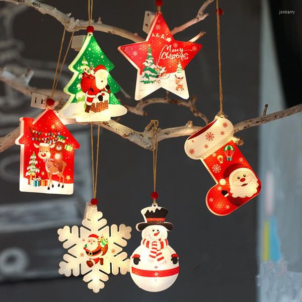 Saiten Weihnachtsbaum Santa Schneemann Schneeflocke LED Lichterkette Dekorationen für Zuhause Zimmer Navidad Dekor Jahr Geschenke Noel