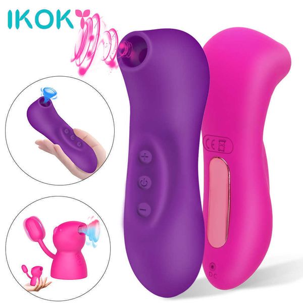 Компания красоты 10 режимов Clit Sucker Vibrator Мощный вакуумный сосающий сосок языком вибрирует оральный лизать сексуальные игрушки для женщин