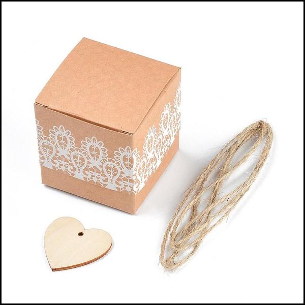 Embrulho de presente 20/50/100pcs Creative Kraft Paper Candy Box Box Birthday Party Festy Supplies Bag personalizado CX22042 DH603