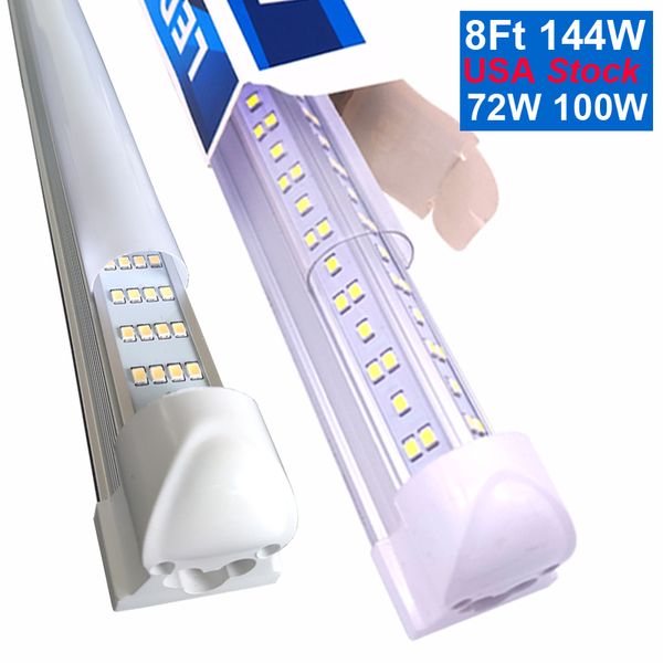 V-förmige 2 Fuß 3 Fuß 4 Fuß 5 Fuß 6 Fuß 8 Fuß 144 W Kühltür-LED-Röhren T8 Integrierte doppelseitige Shop-LED-Leuchten Hochleistungsbeleuchtung Garage Lager Keller Crestech