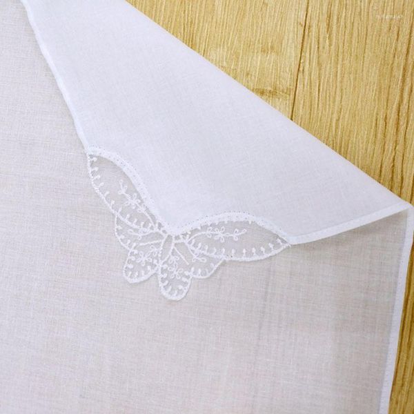Laço amarra 28x28cm mulheres lenços quadrados brancos lisos de crochê de arbustos de arbustos de arbustos de cano de noiva DIY DIY algodão Hanky
