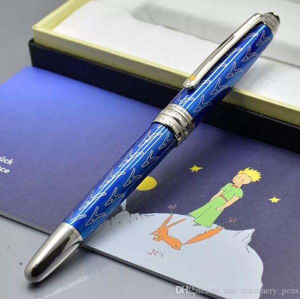 Petit Prince Blue Rollerball Canetas esferográficas Artigos de papelaria Escritório Escola Fofo Escultura Metal Resina Tinta para presente Caneta para presente