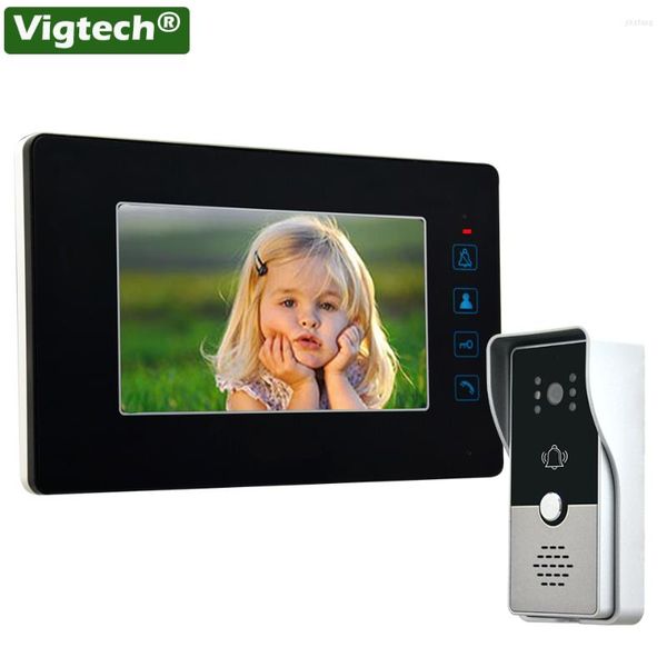 Telefones de porta de vídeo Monitor de 7 polegadas Porta de intercomunicação Home Intecom Dispositivo Sistema de telefone com fio com sensor de luz branca à prova d'água