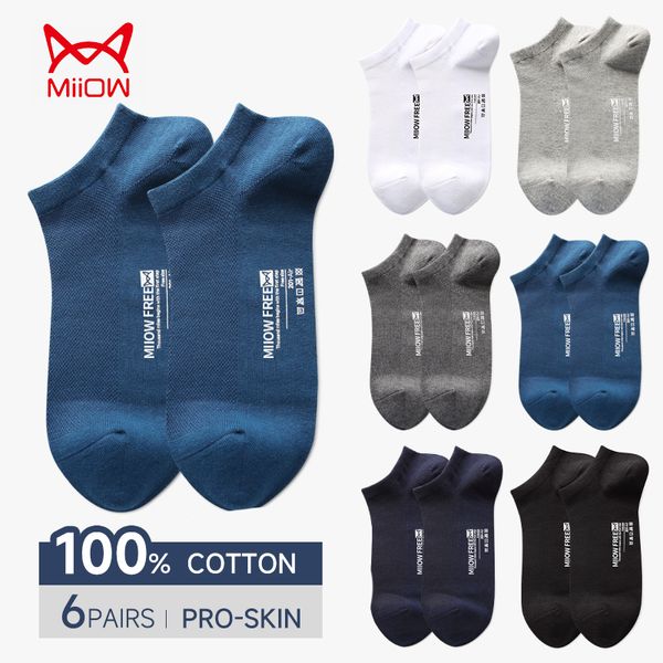 Мужские носки Miiow 6 Pairslot Pure Cotton Set Set Plare Anti-Bacterial дышащий летний мужской носок с низкой трубкой для делового человека 221027