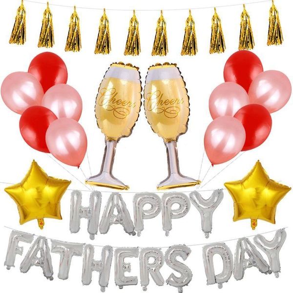 Happy Father's Day Balloon Set Letter Pellicola di alluminio Decorazione per feste in lattice colorato Aria gonfiabile RRA265