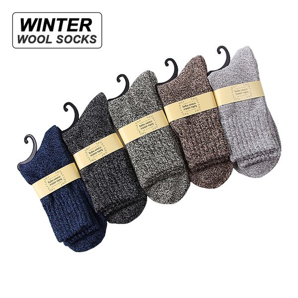 Männer Socken 5 PairLot Wolle Streifen Casual Calcetines Hombre Dicke Baumwolle Winter Warme Männliche Hohe Qualität 221027