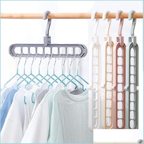 Hangers Racks 9 Loch Mtifunktionales Klappbügel Raum sparen 360 rotierende magische Hanger Home Kleiderschrank Trocknen Kleidung Aufbewahrung RAC DHE8U