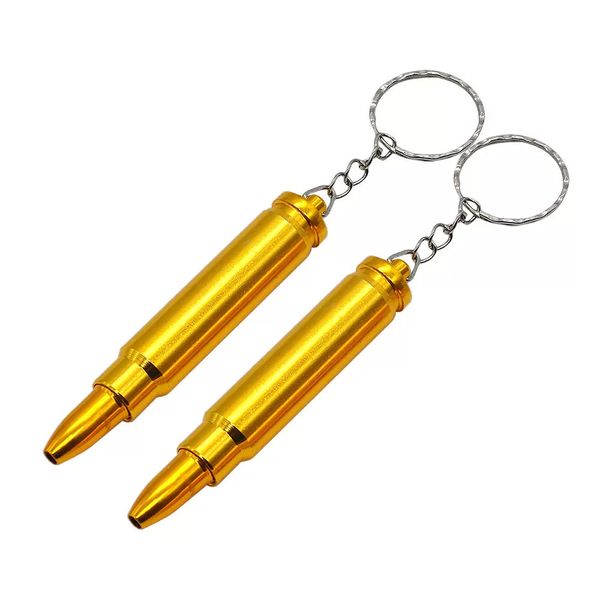 pipa Gold Bullet Portachiavi in metallo accessorio per fumo Pipa da fumo Pistola a forma di pistola Tubi per sigarette