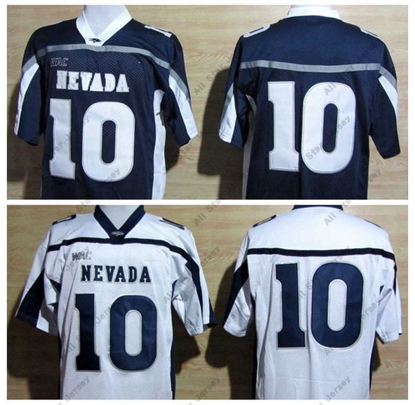 Amerikan Koleji Futbol Giyim NCAA Vintage Nevada Wolf Pack Koleji Futbol Formaları Colin Kaepernick 10 Mens Lacivert Dikişli Futbol Gömlekleri Özelleştirme S-XXXL