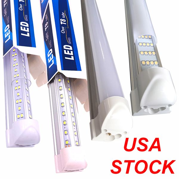 4Ft 8Ft 144W Double Side 4 Rows LED Tube Lights Lampade integrate a forma di V SMD2835 Ultra Bright Cold White 6500K AC85-265V Lampade da lavoro Crestech