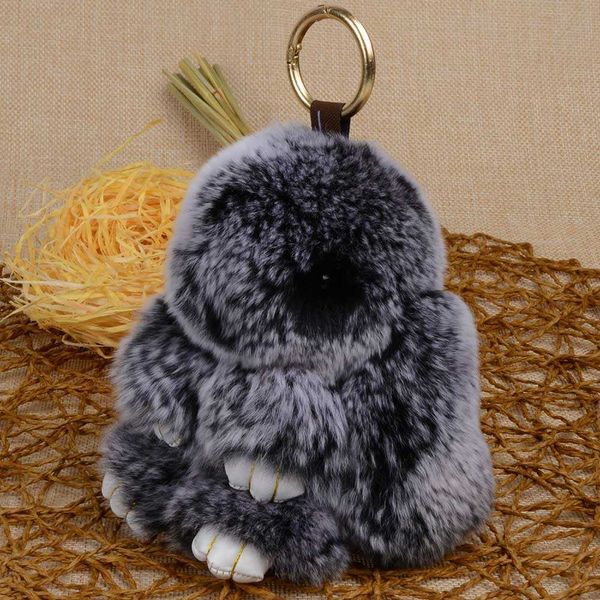 LFPU Genuíno coelho pingente de pingente real Rex Rabbit Kichain Fluffy Toy Toy Doll Bag Carm Charm Key Ring Jewelry for Women G1019