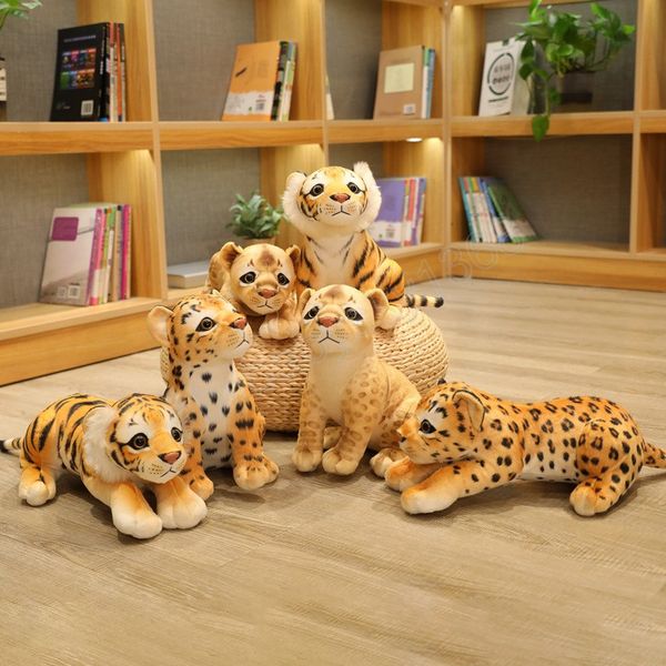 Simulação de 30cm Lion Tiger Leopard Plush Toys Bonecas de animais