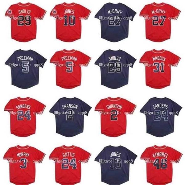 Proword Air01 Maglia da baseball vintage 2006 Chipper Jones 24 Deion Sanders Evan Gattis Freddie Freeman Maddux 29 John Smoltz 27 Fred McGriff 2 Dansby