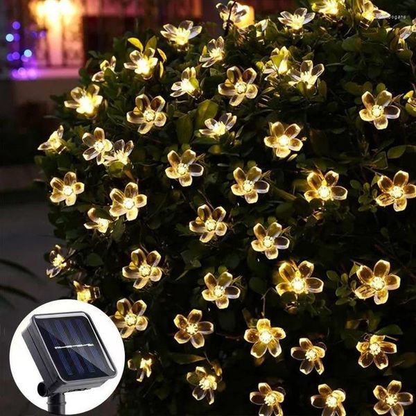 Stringhe 5 / 6.5 / 9.5M Luci a stringa di fiori di ciliegio solare per giardino Matrimonio Festival Decorazioni per feste di Natale Fata Led Light Outdoor