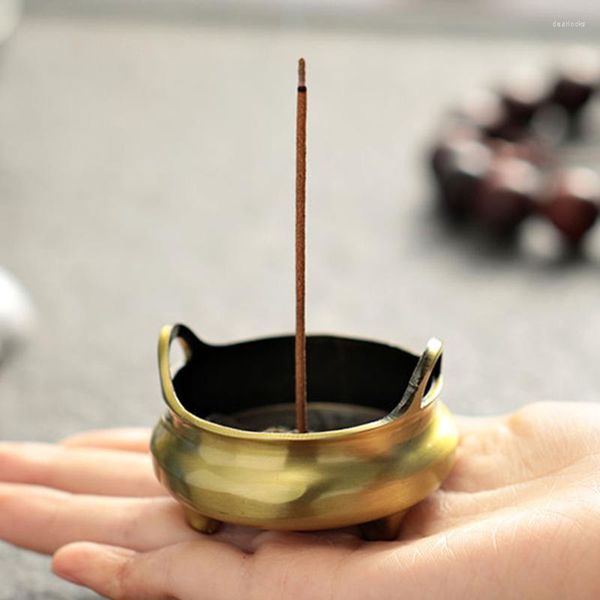 Koku lambaları mini tütsü çubuk brülör bronz alaşım Budist haraç yoga meditasyonu ateş tepsisi mandala duman tedarik fırını