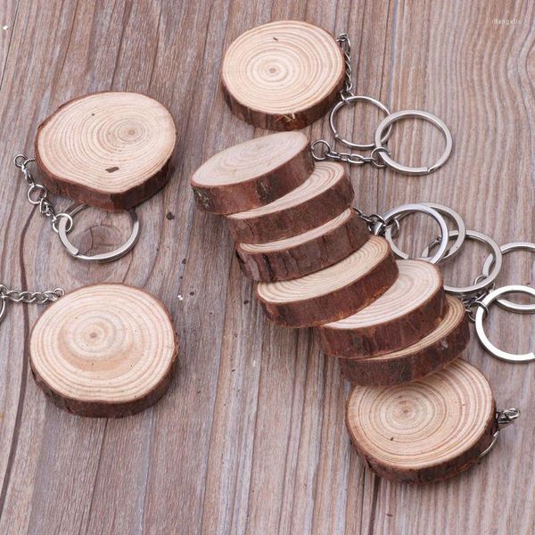 Portachiavi ANGELADY 10 pezzi fette di legno naturale non finito gioielli dipinti a mano in bianco che fanno dropship all'ingrosso