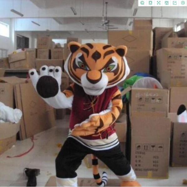 2022 a Sell Like Hot Tigress Kung Fu Tiger Mascot Costume Fancy Dress Mask Party Cartoon animale grande personaggio marrone di Halloween