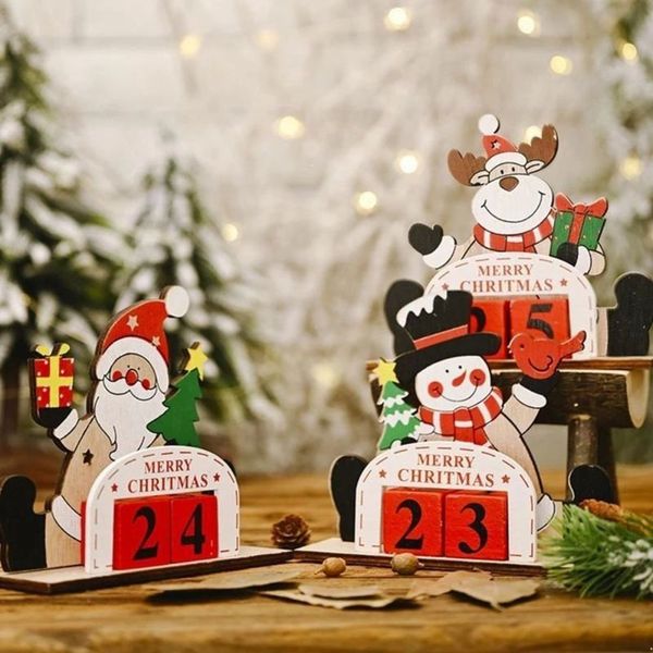 Decorazione natalizia Calendario in legno creativo Conto alla rovescia Ornamento da tavolo Regalo di Natale per bambini Regali di Capodanno RRC214