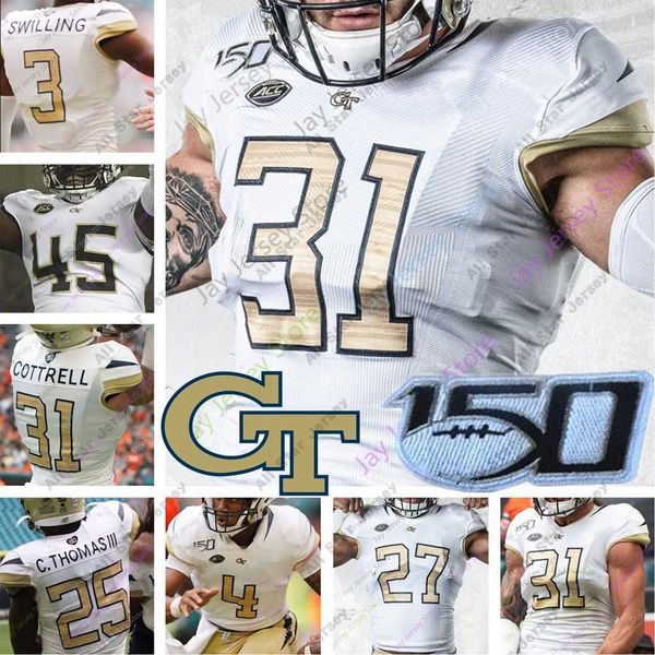 Camisas de futebol personalizadas Georgia Tech Football Jersey College James Graham Mason Ahmarean Brown Adonics Sanders Charlie Thomas Johnson