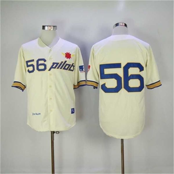 Proword Air01 1969 Seattle Pilots Jim Bouton Maglia da baseball Retro Cream 56 Camicie Jim Bouton Maglie vintage cucite economiche