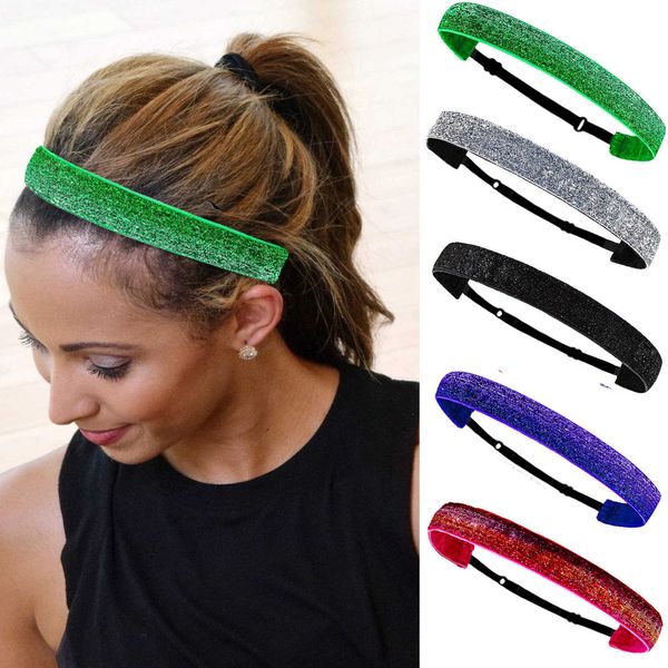 Yoga-Haarbänder, 1 Stück, Niwe Damen-Glitzer-elastischer Sportverband, glitzernde Stirnbänder, Anti-Rutsch-Stirnbänder für Frauen, Krawatten-Haar-Accessoires L221027