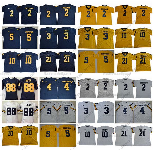 American College Football Wear NCAA Michigan Wolverines College Football Jerseys 2 Shea Patterson Desmond Howard 10 Tom Brady 4 Jim Harbaugh Charles Woodson Jabril