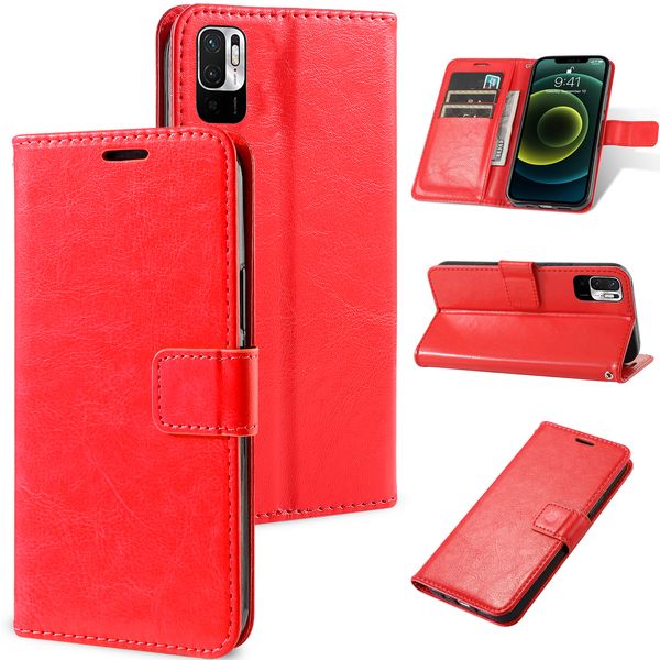 Handyhüllen für Xiaomi 12 11T CIVI 2 Redmi Note 11 Plus POCO X4 M4 5G Brieftasche Leder mit Kartenfächern Crazy Horse Case Stand