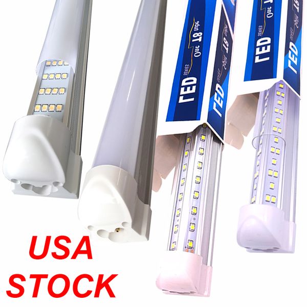 T8 Tubo de LED de linha dupla integrada 4ft 36W 8ft 72W 100W 144W Smd2835 Lâmpadas de lâmpada de luz 4 pés LED de iluminação LED fluorescente