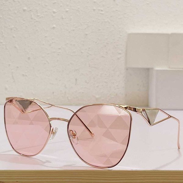 Occhiali Symbol Metall Rosa Sonnenbrille Gold Brillengestelle SPR50Z Hausfrau inspirierte Logo-Linse mit Dreiecksmuster Personalisierte Damen-Freizeitbrille PR50Z