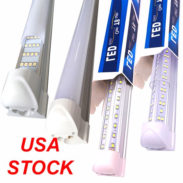 Luzes de loja ligáveis ​​de 8 pés, 144W 14400lm em forma de V T8 Tube LED Tube Double Side 4 linhas, lente transparente 6000K LUZ FLUESCENTE Substituição Garagem Oficina de Garagem Crestech Crestech Crestech