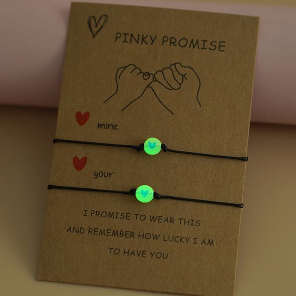 Simpatici braccialetti regolabili a cuore luminoso con biglietti di auguri Bracciale regalo a cuore per coppia di innamorati