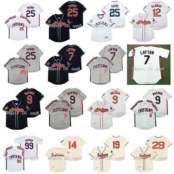 Proword Air01 19AIR01 Vintage Jersey 9 Ricky Vaughn 7 Kenny Lofton 12 Roberto Alomar 14 Larry Doby 19 Bob Feller 25 Jim Thome 9 Carlos Baerga 29 Satchel