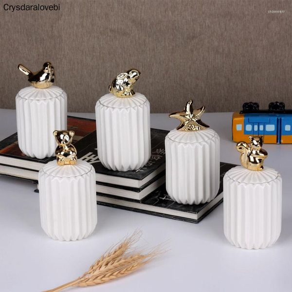 Bottiglie di stoccaggio MINI Vasi per animali in ceramica Copri orso Spezie Caramelle Serbatoio Contenitore Caffè Gioielli Cucina Organizzatore Decorazione Artigianato