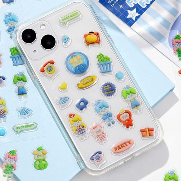 Hediye Sargısı 2 Sayfa/Set Fantezi Epoksi Kristal Kawaii Sticker için DIY Diary Scrapbooking Planlayıcı Çıkartmaları Shcool Office Kırtasiye Malzemeleri