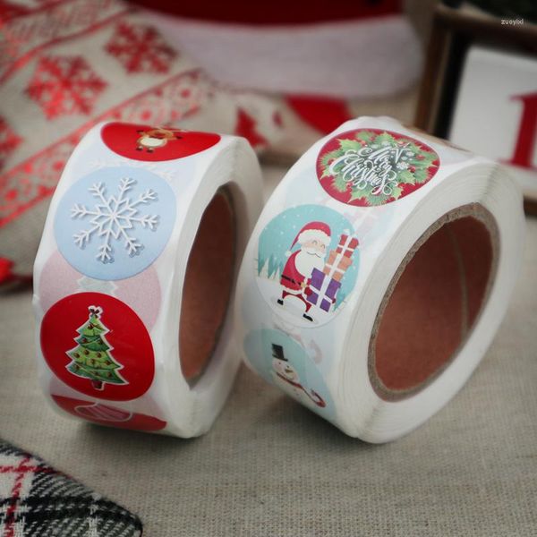 Carta da regalo 500pcs adesivi per etichette autoadesive natalizie Babbo Natale pupazzi di neve cervi regali decorativi etichette decalcomanie per gli ospiti