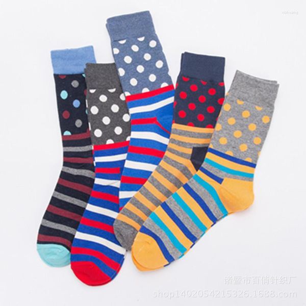 Meias masculinas 2022 homens/mulheres cor algodão Happy Sock Dots Stripes Padrão Harajuku Brand Fashion Moda Hip Hop Funny Sokken