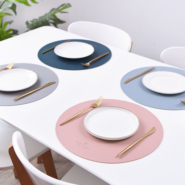 Pu Faux Leather Tableware Mats Isolamento não-preenchimento de isolamento nórdico Nórdico Dinina-de-jantar de Natal Placemat Coar