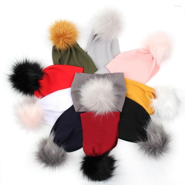 Accessori per capelli Fashion Soft Elastic Wide Kids Born Hairband Bambino Baby Faux Fur Ball Fascia per capelli Copricapo per bambini Accessori per bambini