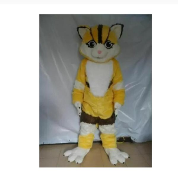 Personagem amarelo gato mascot fantasia de halloween vestido de Natal de corpo inteiro adereços de roupa mascote