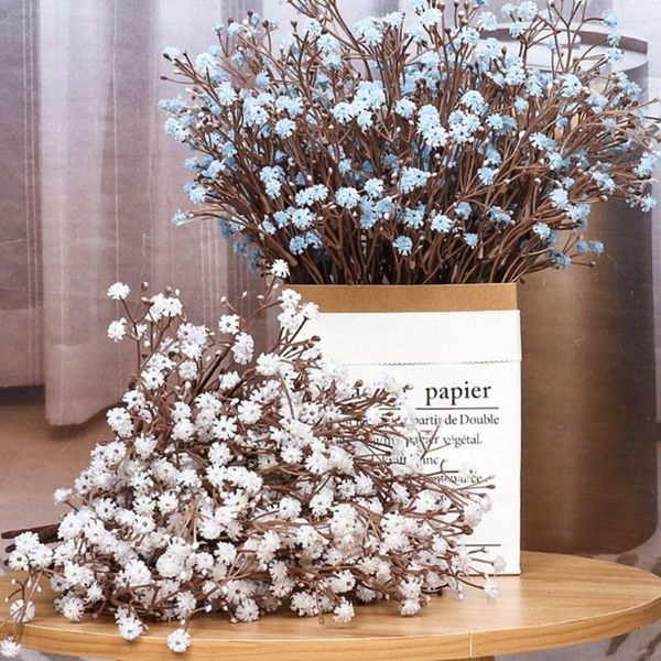 Flores decorativas Mini pacote branco azul azul natural flor Babysbreath pequeno fresco preservado para decoração de casamento em casa buquê falso